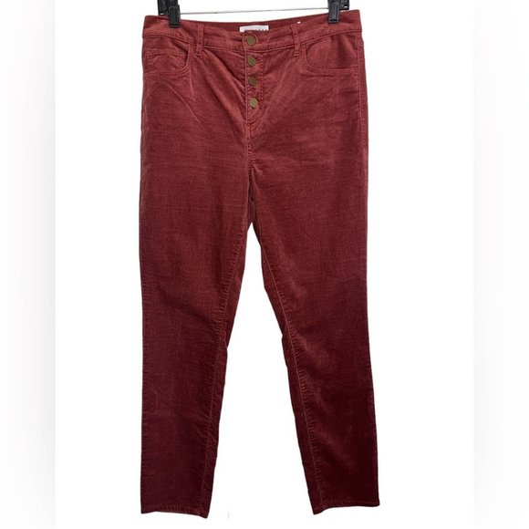 Loft Pink Velvet High Waist Button Fly Academia Skinny Pants Size 10 - Picture 2 of 11